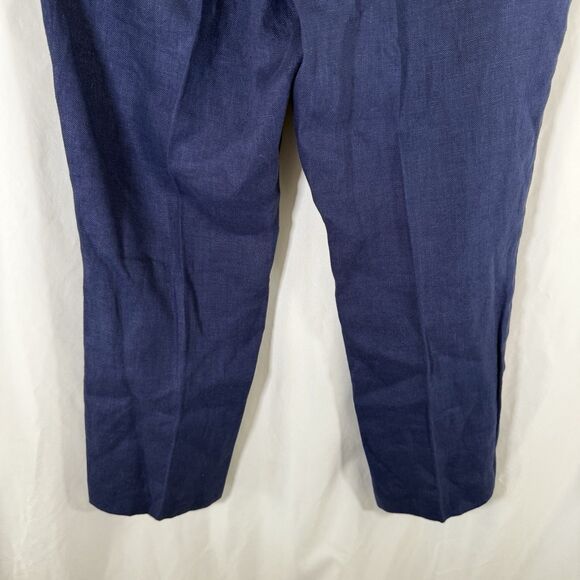 Coldwater Creek 100% Linen Pants Women's 12P Navy Blue Flat Front pockets - Picture 11 of 11
